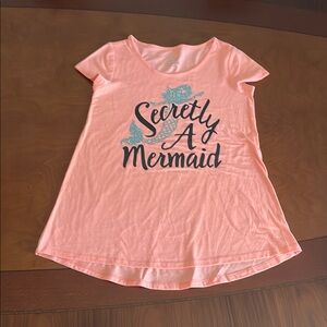 Justice Coral Short Sleeve Tee with Sassy Lil Mermaid Graphic